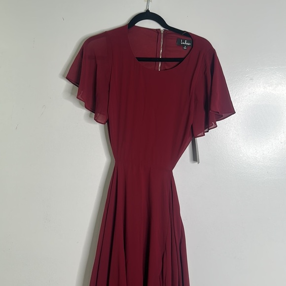 Lulus burgundy cut out waist maxi dress size small new bridesmaid - Picture 7 of 11